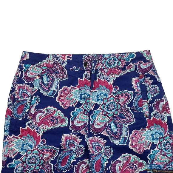 Chicos Luxe Floral Paisley Print Utility Cropped Pants Sz 1 US 8 Medium Stretchy - Picture 6 of 16